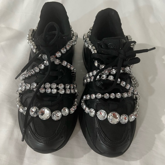 Michael Kors Black and Silver Embellished Sneakers - Picture 1 of 4
